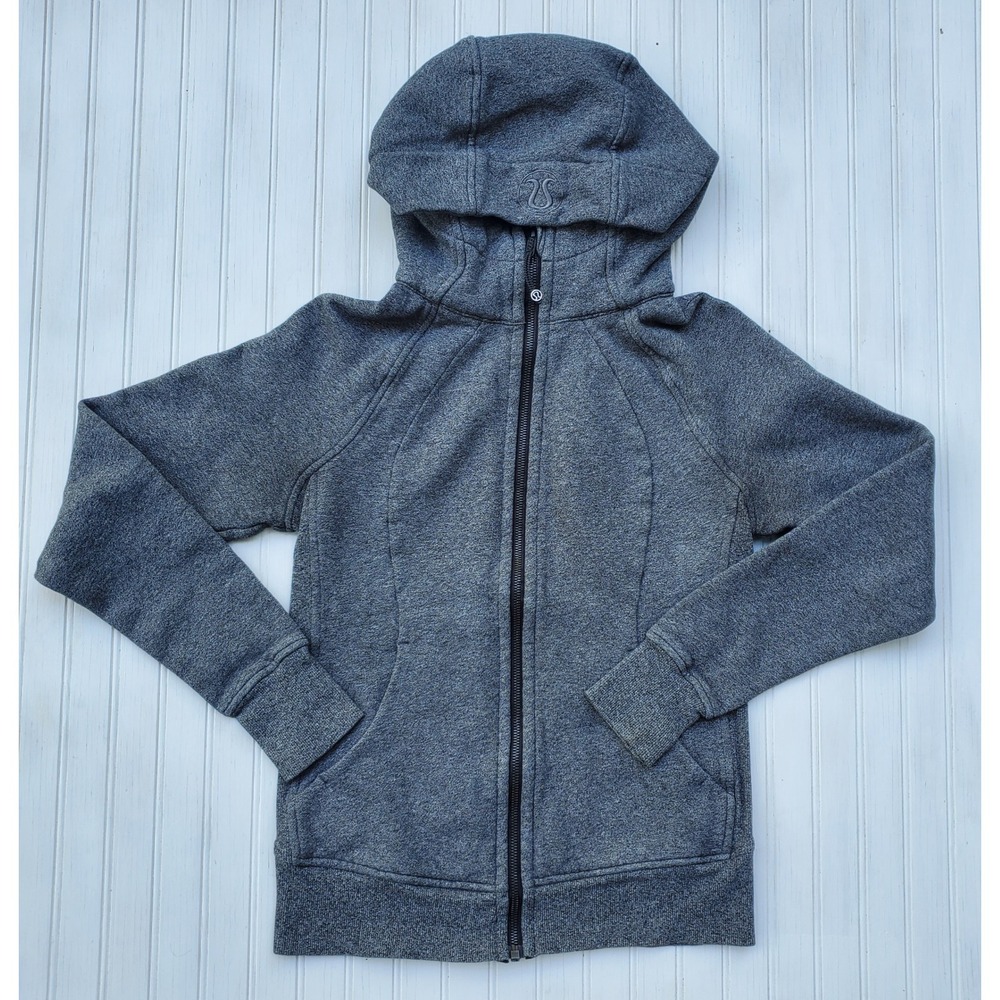 Lululemon Scuba Hoodie Full Zip Heathered Grey Fleece Jacket Size 6‎ Coat Yoga